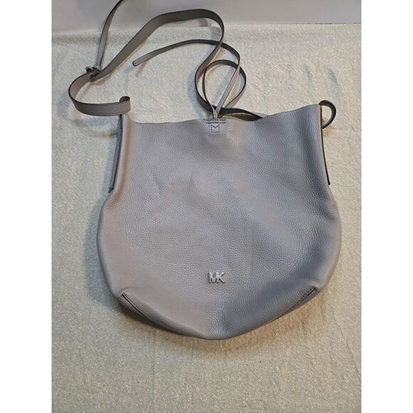 Michael Kors Junie Pebbled Leather Gray Crossbody Bag - Picture 1 of 9